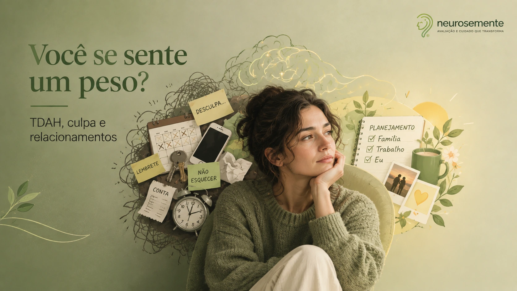 Pessoa adulta representando a culpa e a sensação de ser um peso nos relacionamentos associadas ao TDAH.